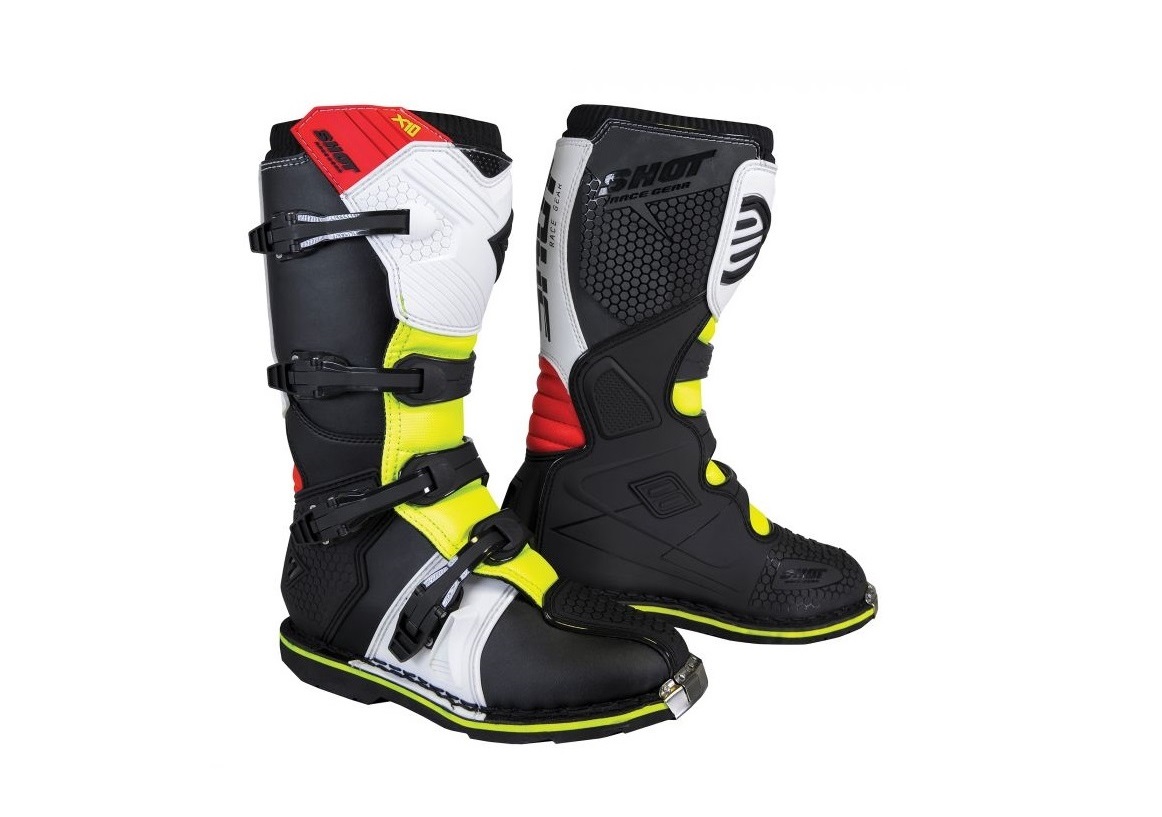 BOTTES CROSS SHOT MX BOOTS K10 2.0 NOIR/ROUGE/BLANC/JAUNE